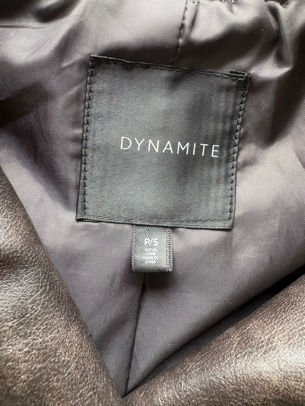DYNAMITE | Faded Faux Leather Biker Jacket - Picture 8 of 8